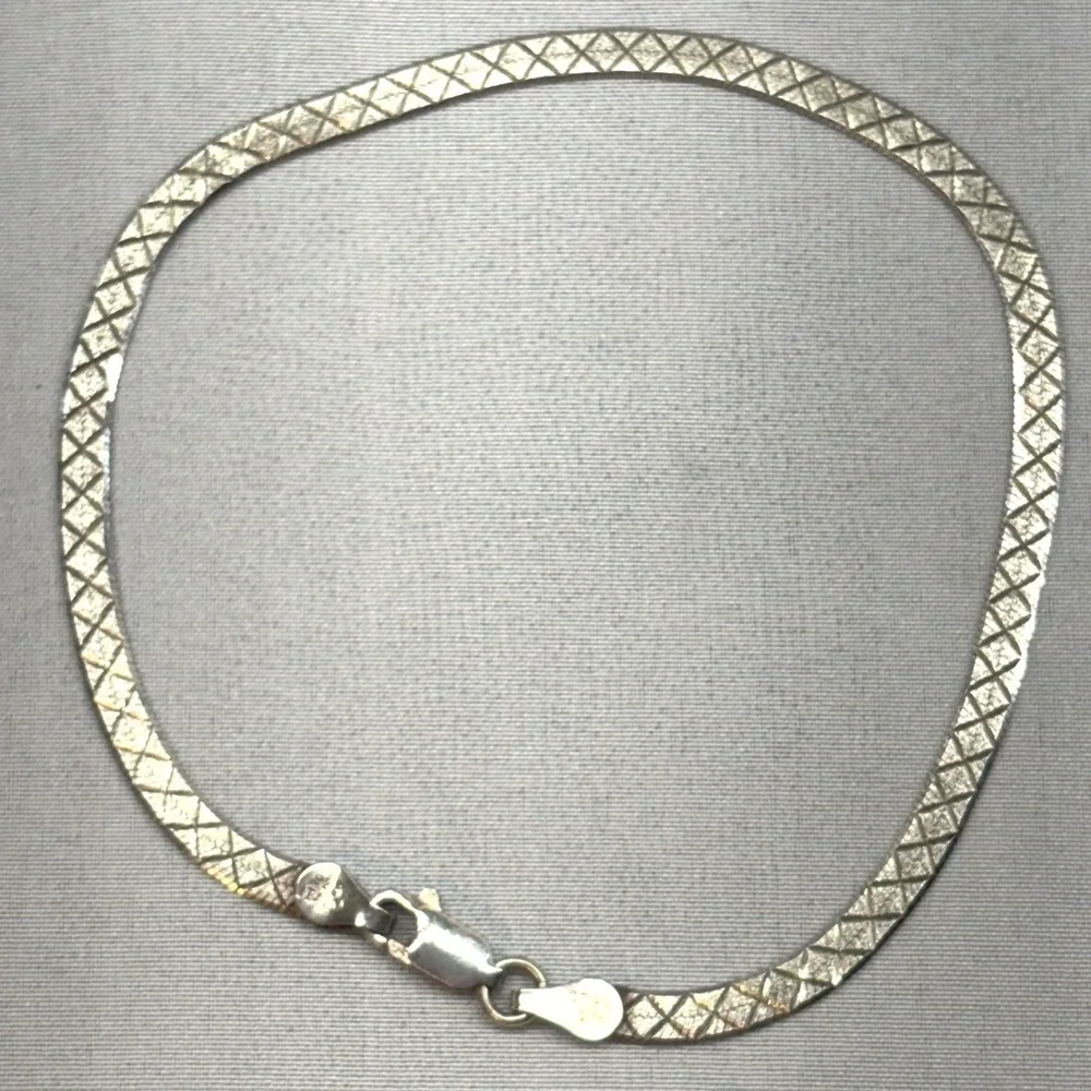 Italy Herringbone Bracelet Womens 7.5 Silver Fair Reversible Diamond Cut 925